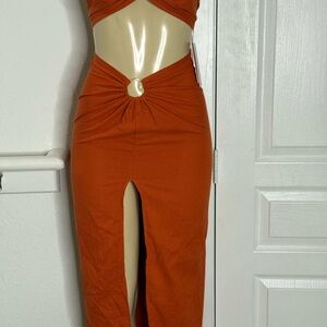 Elegant Orange Midi Dress